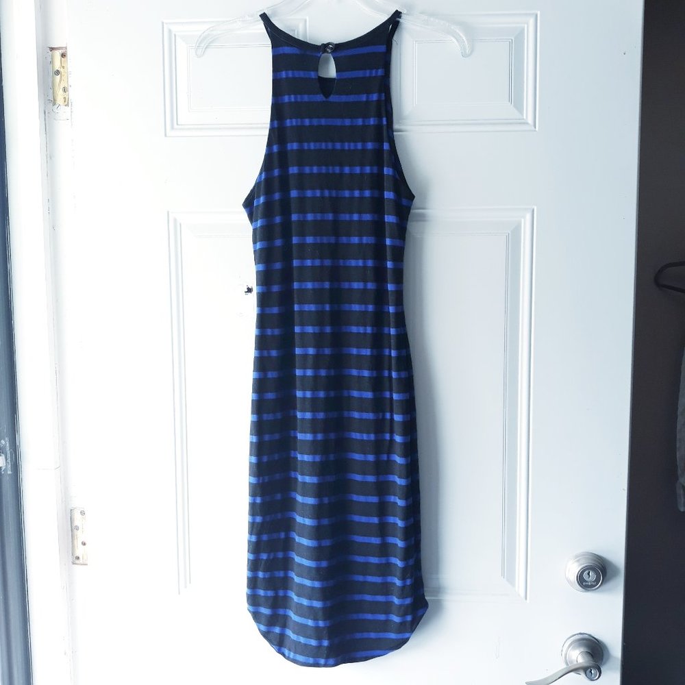 LNA Black Blue Striped Bodycon Midi Dress Sz S - Picture 4 of 9